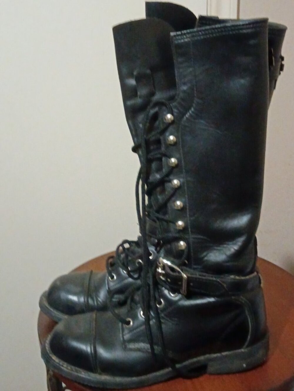 Harley Davidson Lace up Bucke up Motorcycle Boots Size 6D Vintage Made in USA - Picture 10 of 14